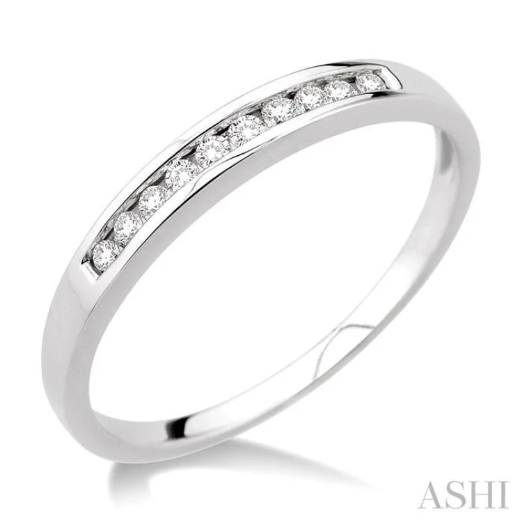 Unique Gold Ring for Fashionistas-1/10 Ctw Round Cut Diamond Band in 10K White Gold