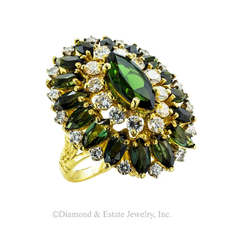 Engagement Ring with Diamonds and Sapphire-Cindy Royce Green Tourmaline Diamond Yellow Gold Cocktail Ring