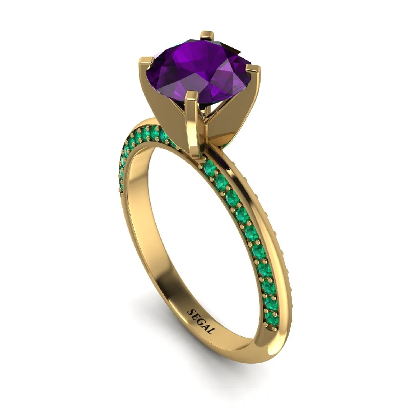 Elegant Diamond Wedding Ring-Classic Amethyst Ring With A Twist - Leilani No. 304