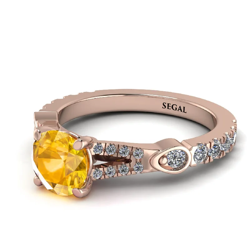 Custom Engagement Ring with Diamonds-Vintage Yellow Diamond Engaement Ring - Arya No. 1002