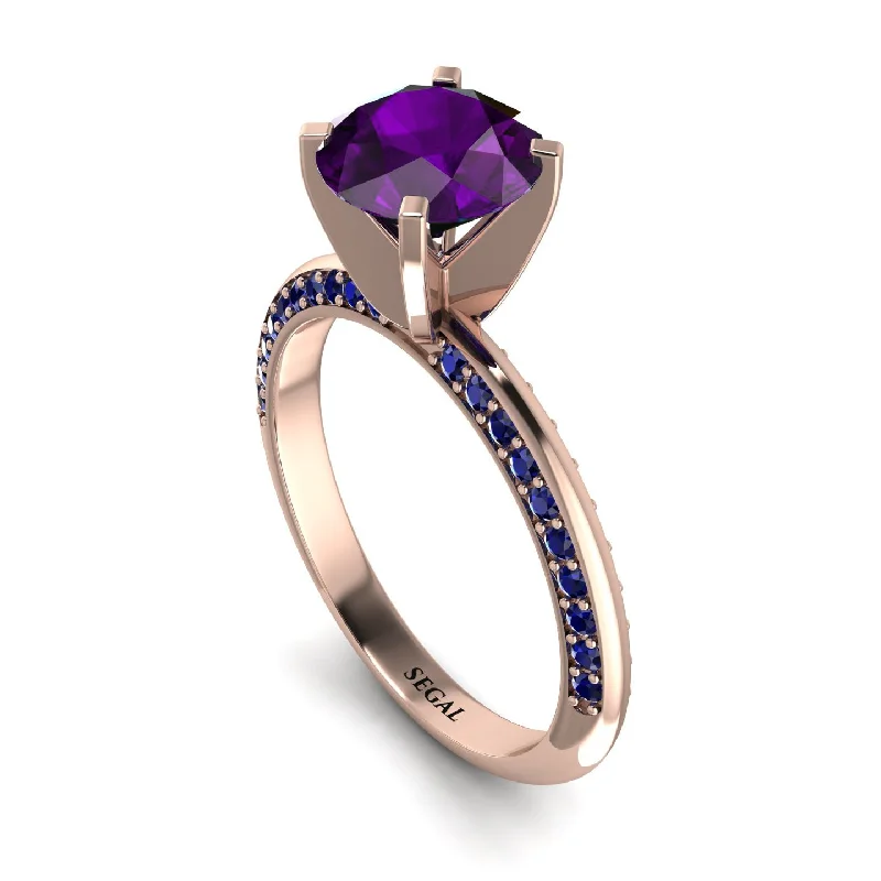 Handcrafted Wedding Ring for Couples-Classic Amethyst Ring With A Twist - Leilani No. 314