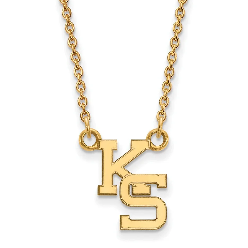 Vintage Gold Necklace for Classic Look-10k Yellow Gold Kansas State Small Pendant Necklace