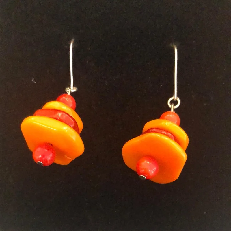 Silver Stud Earrings-Tagua CAINA Sunset Threesome