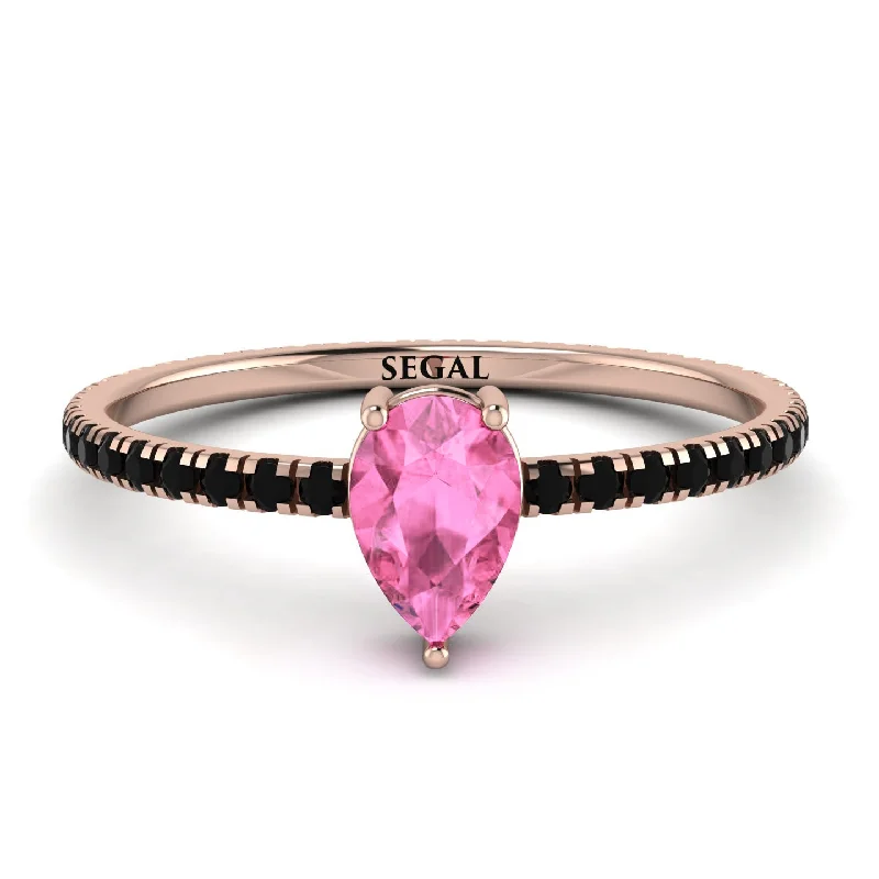 Personalized Gold Ring for Women-Pear Pink Moissanite Ring With Micro Pave - Taylor No. 808