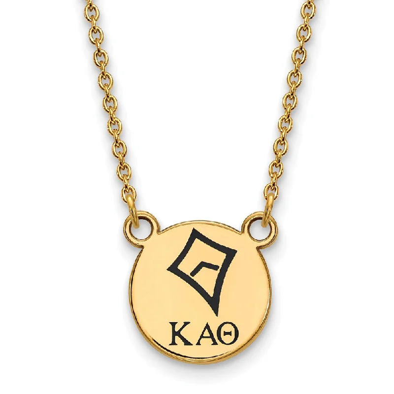 Personalized Birthstone Necklace for Mom-14K Plated Silver Kappa Alpha Theta Small Enamel Necklace