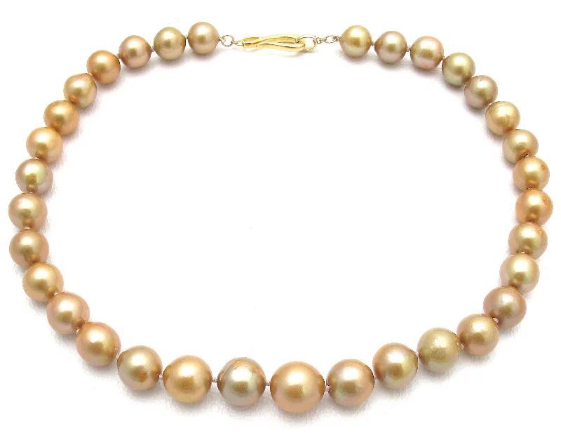 Gold Plated Necklace for Brides-Golden Pearl Collar Necklace