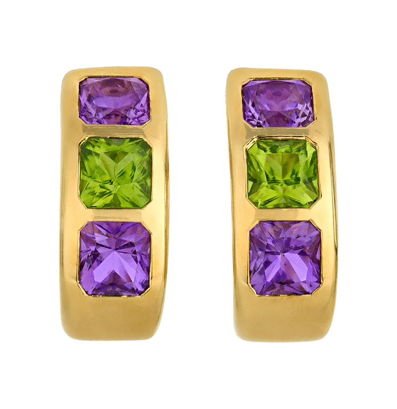 Silver Earrings for Elegant Looks-Van Cleef & Arpels Amethyst and Peridot Earrings, 18.00 Carats