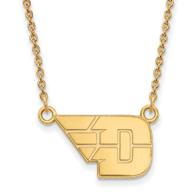 Luxury Diamond Necklace for Brides-10k Yellow Gold U of Dayton Small Pendant Necklace