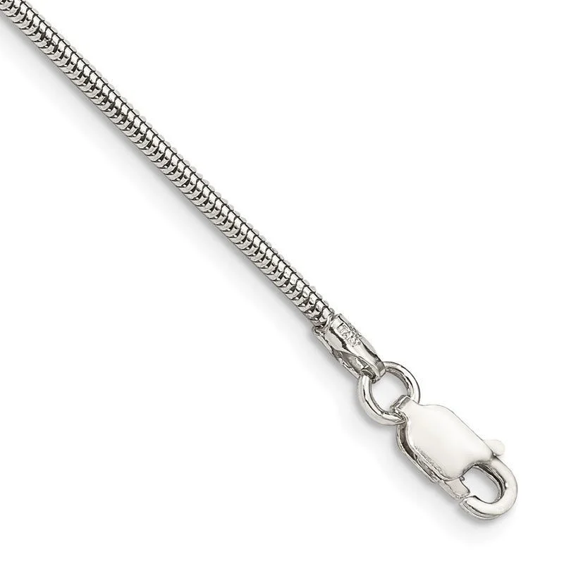 Unique Silver Bracelet for Gifts-Sterling Silver 1.6mm Round Snake Chain Bracelet