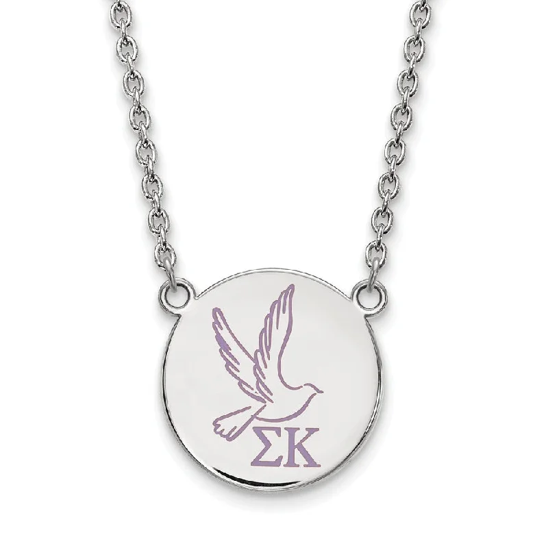 Artistic Necklace for Fashion Lovers-Sterling Silver Sigma Kappa Large Enamel Necklace