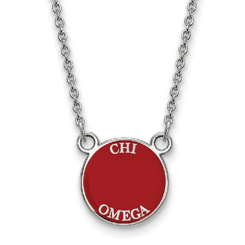 Personalized Pendant Necklace for Moms-Sterling Silver Chi Omega XS (Tiny) Enamel Necklace