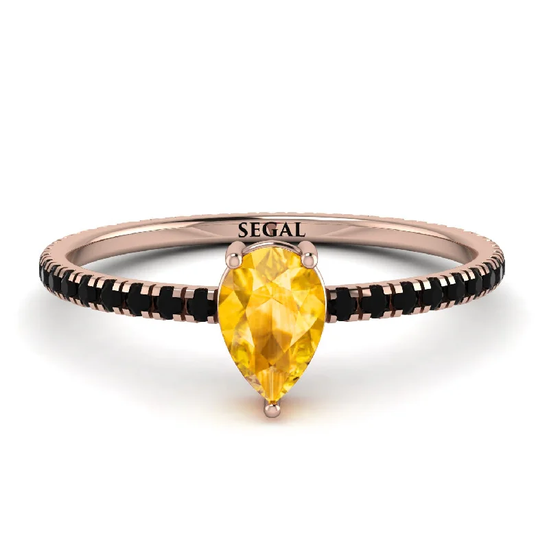 Unique Wedding Ring for Couples-Pear Yellow Diamond Ring With Micro Pave - Taylor No. 1008