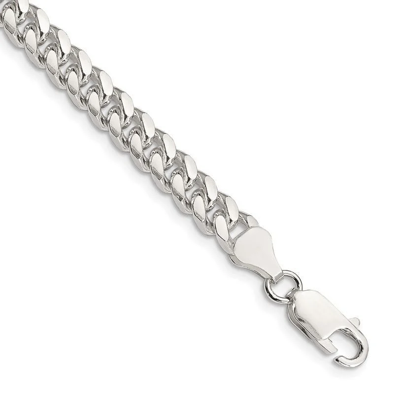 Fashionable Silver Bracelet for Casual Wear-Sterling Silver 6mm Domed w/ Side D/C Curb Chain Bracelet