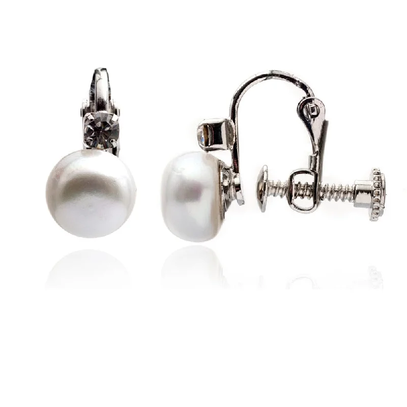 Handmade Hoop Earrings for Women-Vintage Clip On Earrings: Pearl & Diamante Clip On Earrings