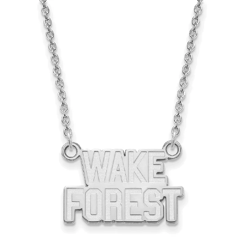 Minimalist Gold Necklace-Sterling Silver Wake Forest U Small Pendant Necklace