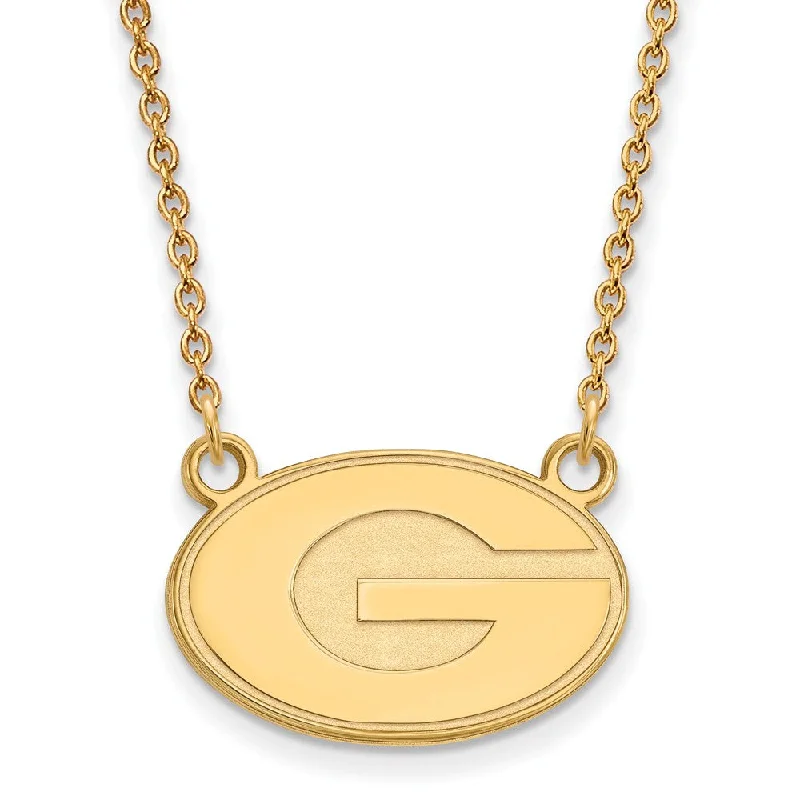 Adjustable Silver Necklace for Comfort-10k Yellow Gold U of Georgia Small 'G' Disc Pendant Necklace