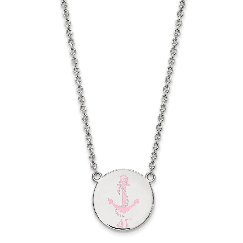 Luxury Crystal Necklace for Glamour-Sterling Silver Delta Gamma Large Enamel Necklace