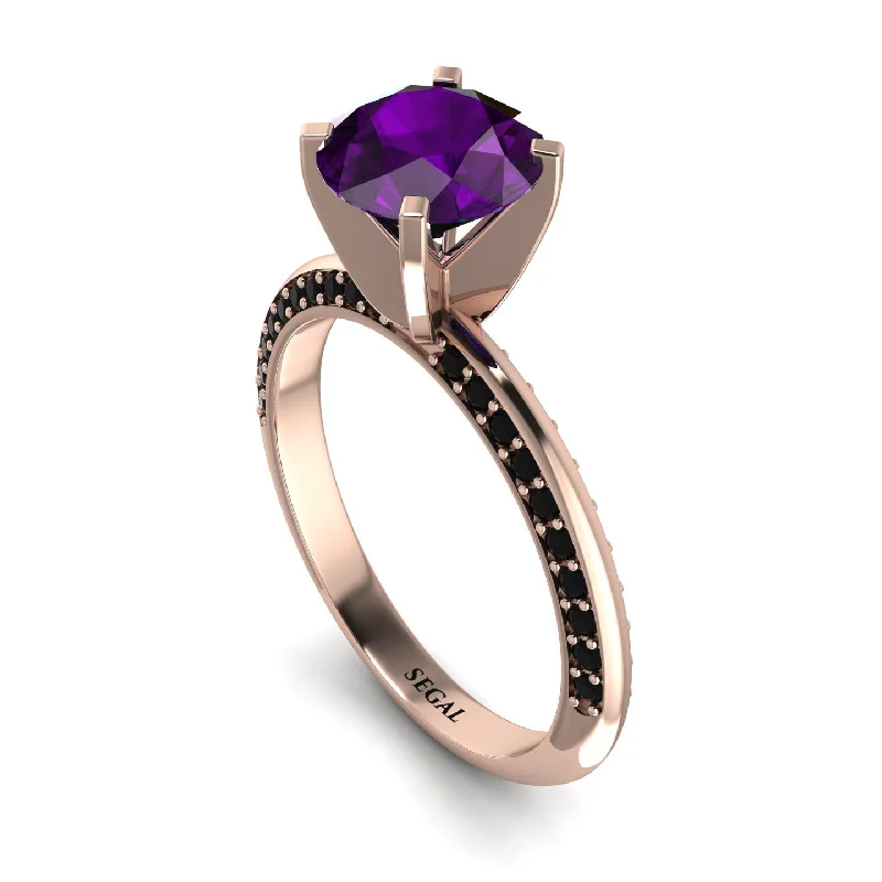 Gold Ring with Gemstones-Classic Amethyst Ring With A Twist - Leilani No. 308