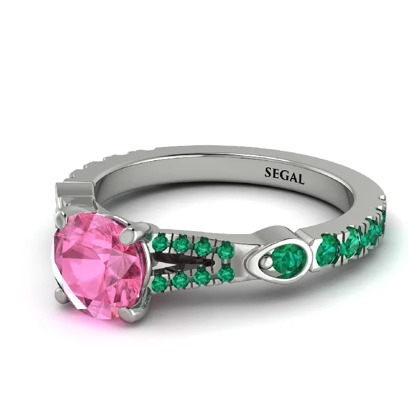 Large Ring with Gemstone for Fashion-Vintage Pink Moissanite Engaement Ring - Arya No. 806