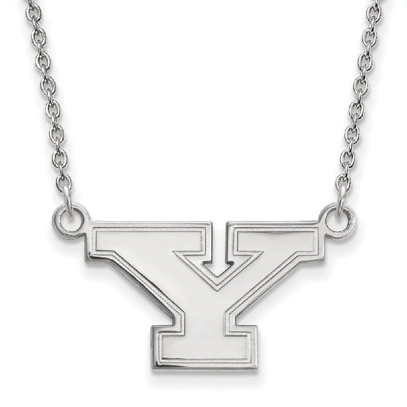 Layered Necklace for Special Occasions-10k White Gold Youngstown State Small Initial Y Necklace, 18 Inch