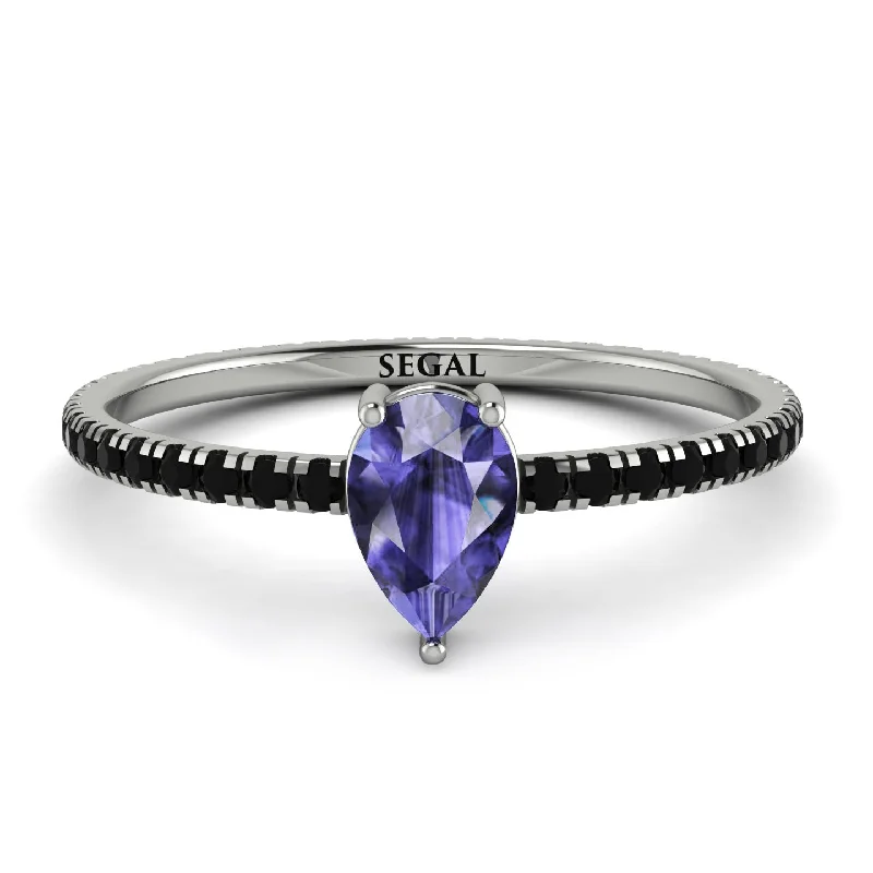 Classic Gold Ring for Men-Pear Tanzanite Ring With Micro Pave - Taylor No. 209