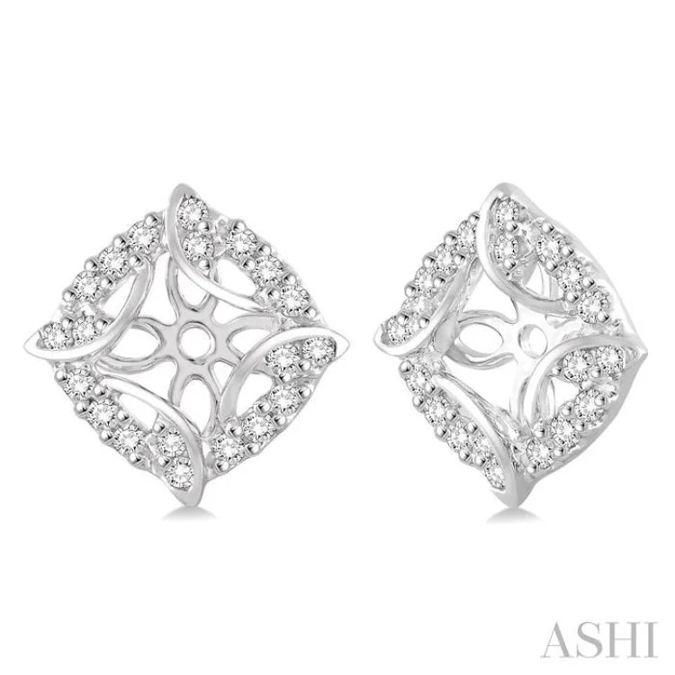 Elegant Earrings for Bridal Parties-1/4 Ctw Round Cut Diamond Jacket Earrings in 14K White Gold