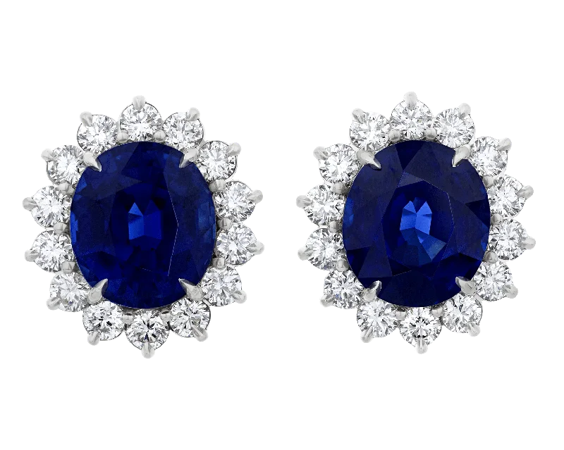 Bridal Gold Earrings for Weddings-Unheated Sapphire Earrings, 20.62 Carats