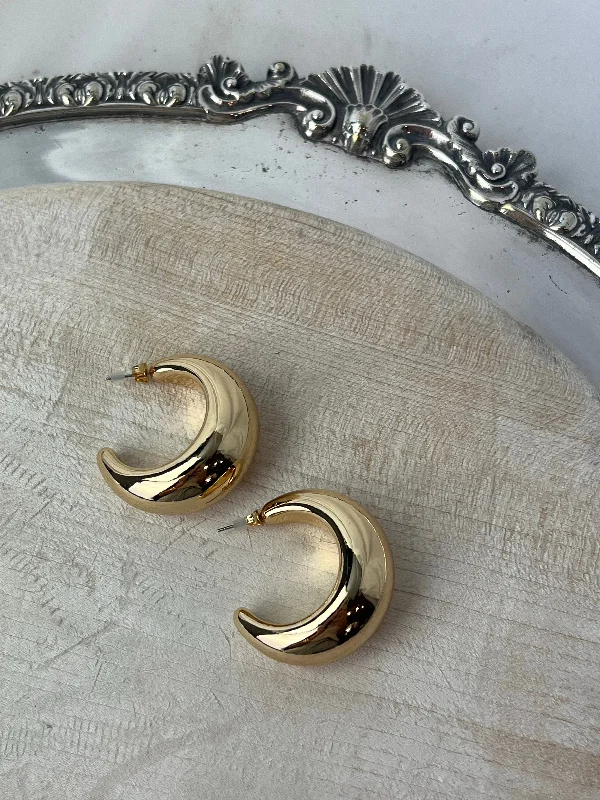 Sparkling Earrings for Evening Parties-Earrings - Tapered Hollow Large Hoop