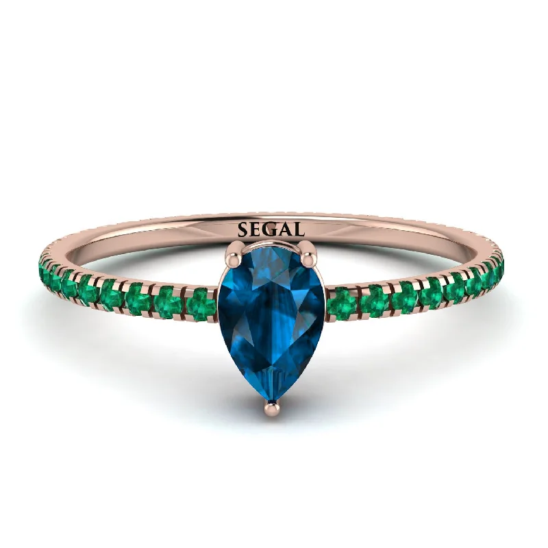 Multi-Stone Ring for Fashion Lovers-Pear Blue Topaz Ring With Micro Pave - Taylor No. 505