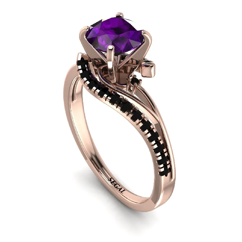 Elegant Gold Ring for Brides-Twist Shank Amethyst Engagement Ring - Maria No. 308