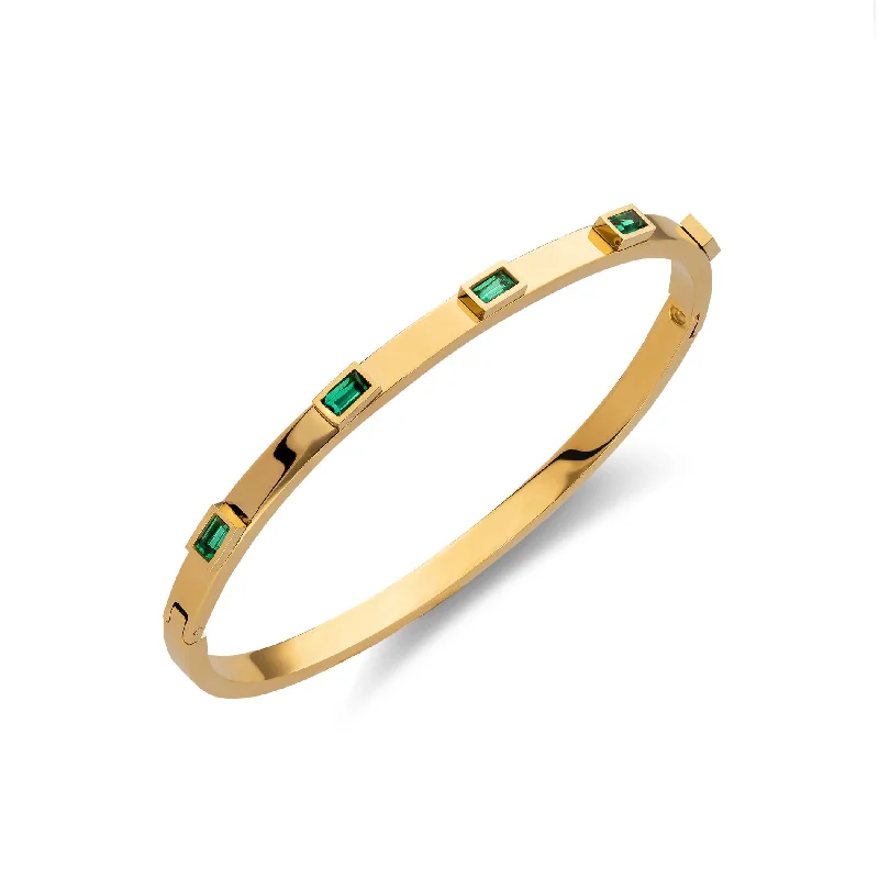 Modern Silver Bangles for Trendy Style-Emerald bangle gold 18K