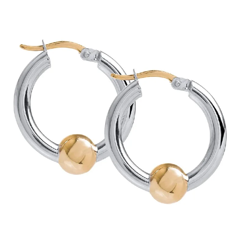 Trendy Earrings for Young Adults-LeStage® Cape Cod : Small Beaded Hoop Earrings in Sterling Silver with 14k Gold