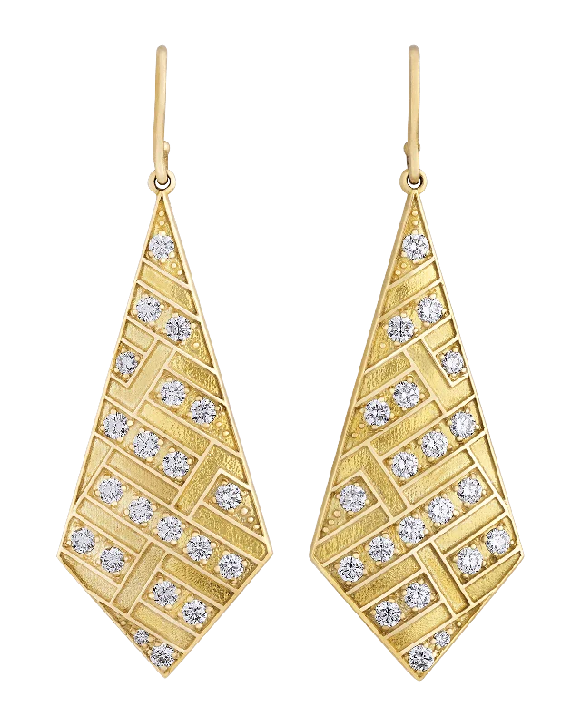 Statement Earrings for Weddings-Diamond Art Deco-Style Earrings, 1.40 carats