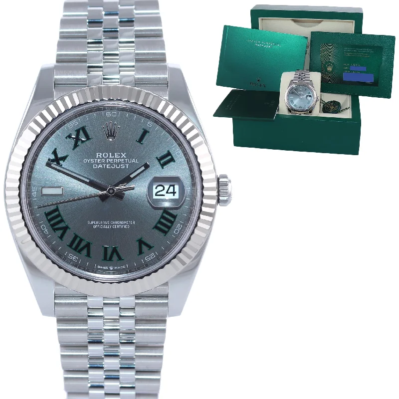 Stylish Watches with Multicolored Bands-2020 PAPERS Rolex DateJust 41 Wimbledon 126334 steel White Gold Jubilee Watch