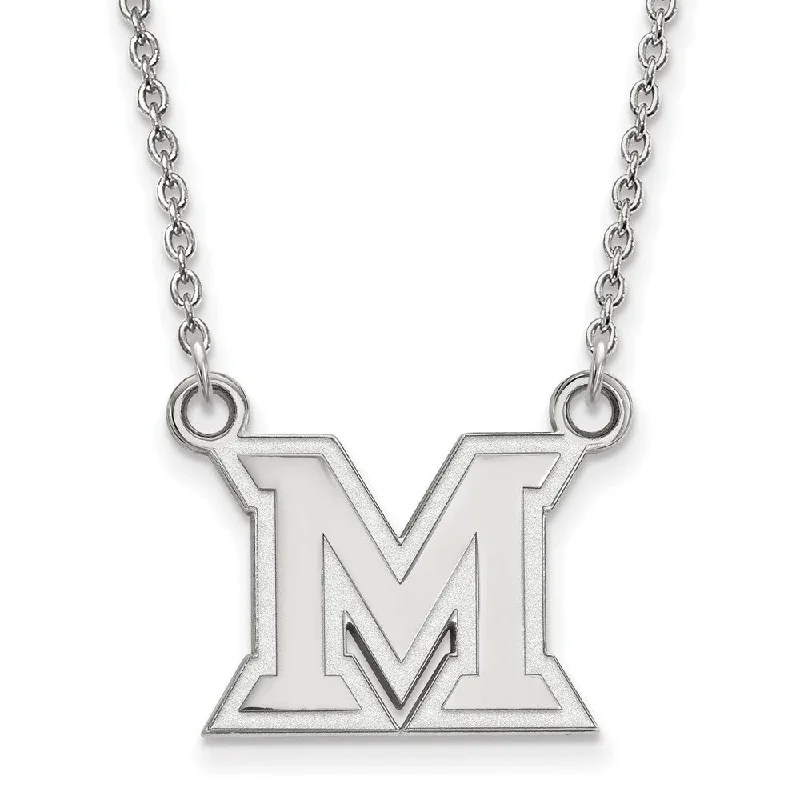 Elegant Wedding Necklace for Brides-10k White Gold Miami U Small Initial M Pendant Necklace