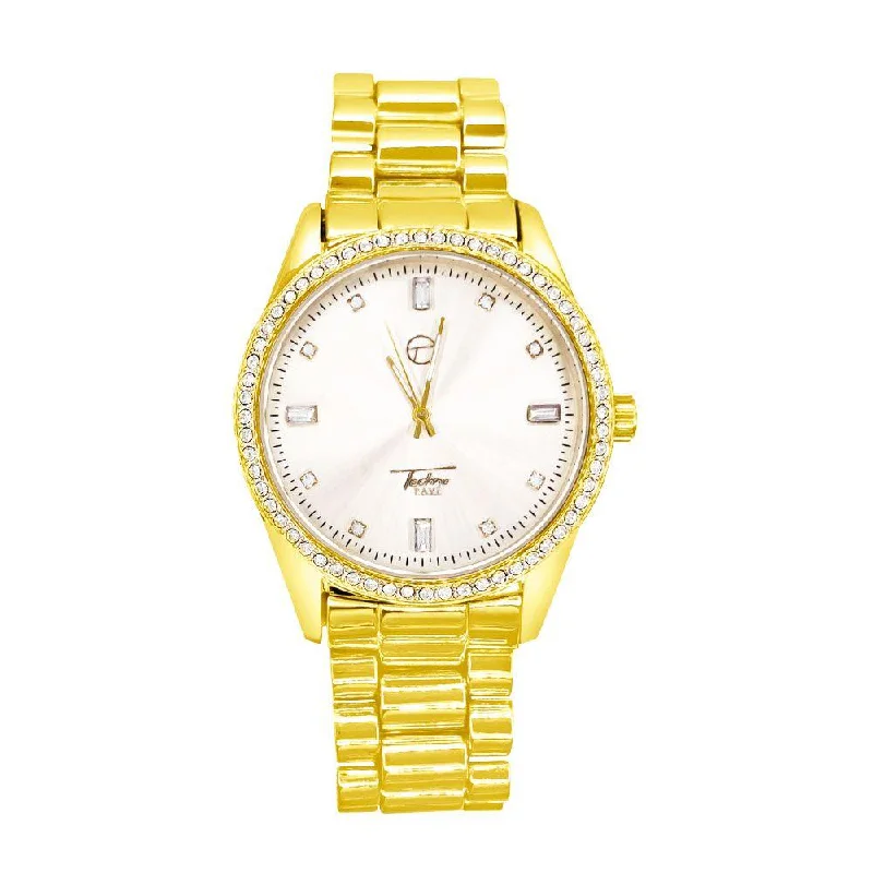 Leather Strap Watches for Women with Date Function-Classic Elegant Iced Out Bling Hip Hop Watch