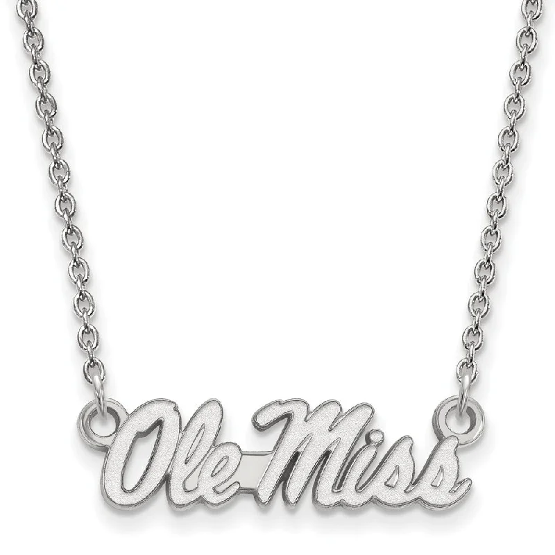 Pearl and Crystal Necklace for Weddings-10k White Gold U of Mississippi Sm Ole Miss Pendant Necklace