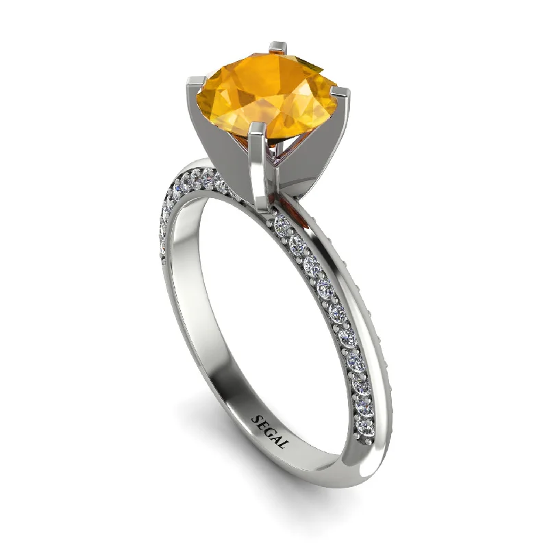 Gold Ring with Gemstones-Classic Yellow Diamond Ring With A Twist - Leilani No. 1003