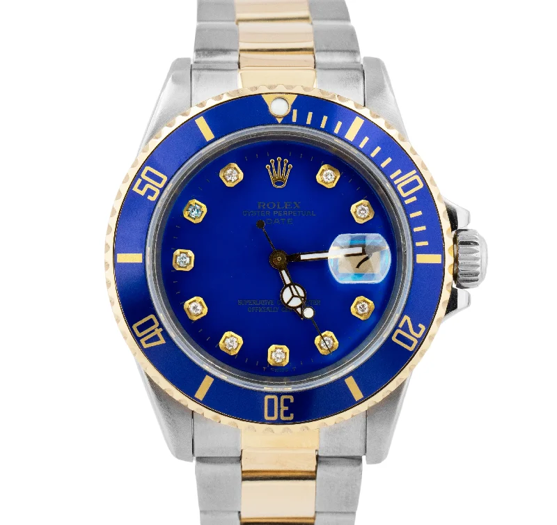 Trendy Smart Watches for Modern Living-Rolex Submariner Date 18K Yellow Gold DIAMOND Stainless Blue 40mm Watch 16803