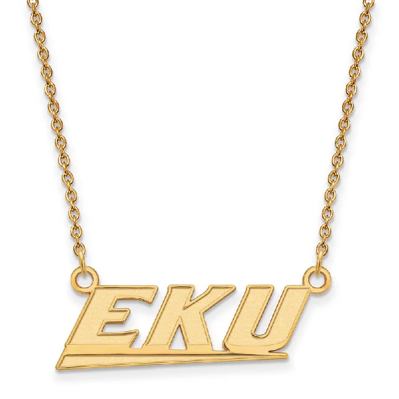 Trendy Choker Necklace for Fashion-10k Yellow Gold Eastern Kentucky U Small Pendant Necklace