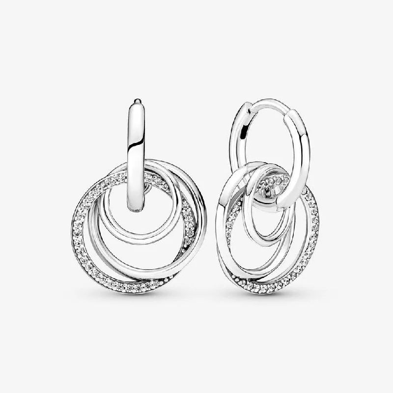 Chic Drop Earrings-PANDORA : Family Always Encircled Hoop Earrings