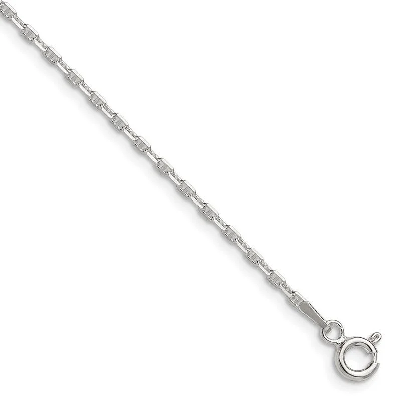 Simple Silver Bangle Bracelet-Sterling Silver Polished and D/C 1.75mm Marine Link Chain Bracelet