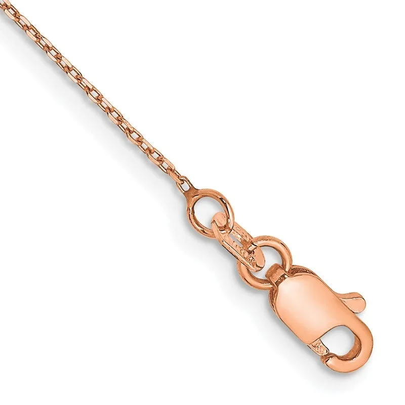 Beautiful Diamond Bracelet for Engagement-14K Rose Gold 10 inch .8mm Diamond-cut Cable with Lobster Clasp Chain Bracelet