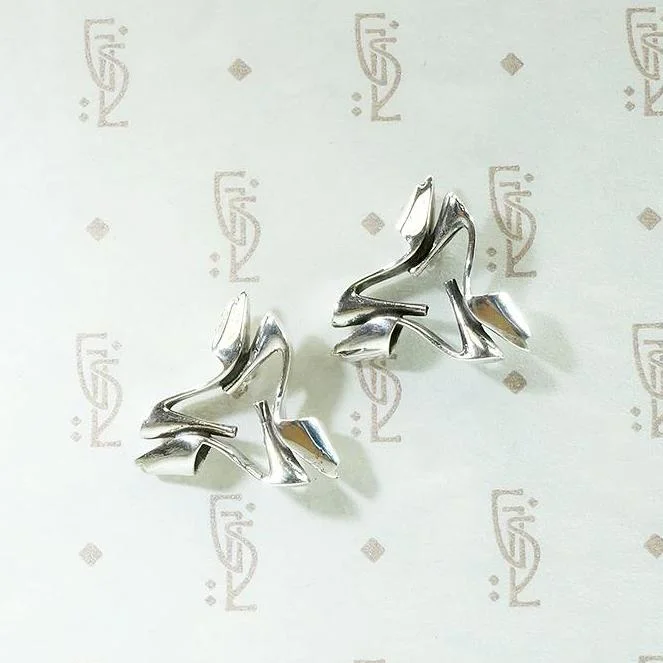 Golden Earrings for Night Events-Open-Toed Pump Sterling Silver Stud Earrings