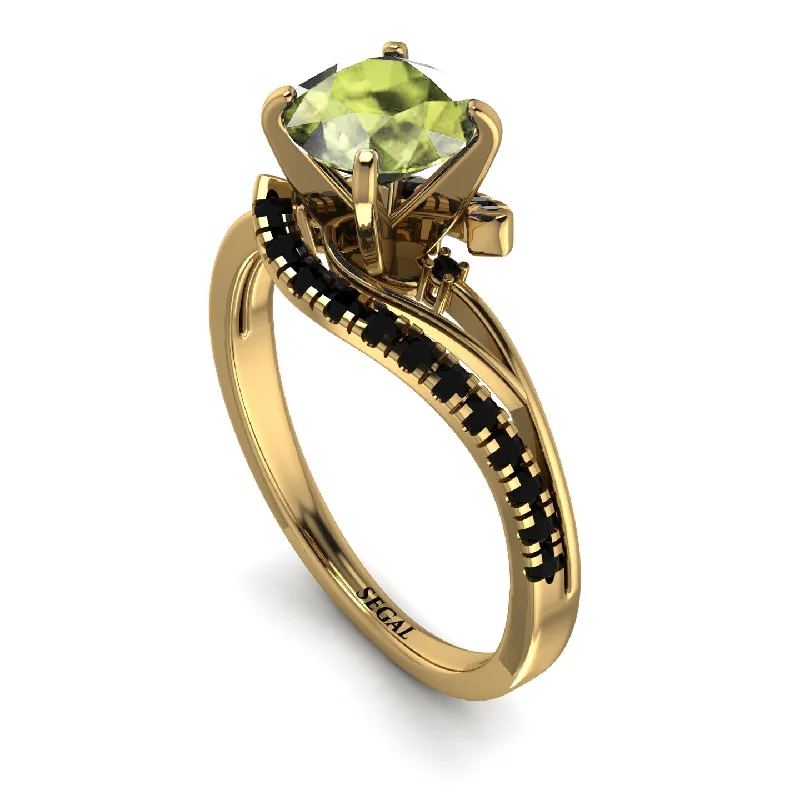 Modern Wedding Ring Set for Women-Twist Shank Peridot Engagement Ring - Maria No. 707