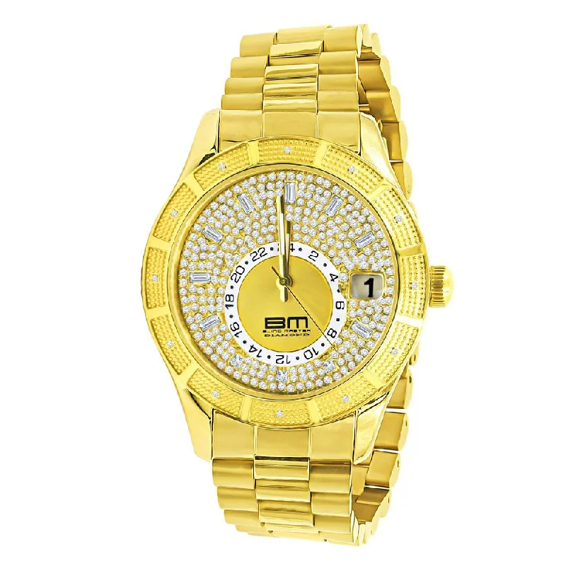 Classic Analog Watches for Women-Sky Diamond .12 Carat Hip Hop Watch