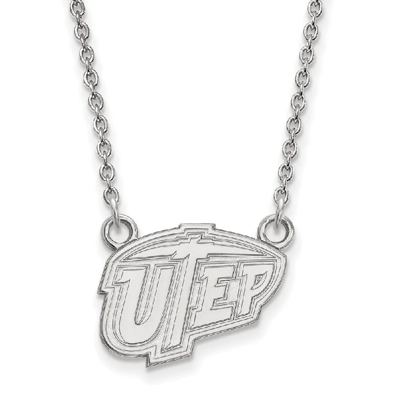 Chic Gold Necklace for Fashionistas-Sterling Silver U of Texas at El Paso Small Pendant Necklace