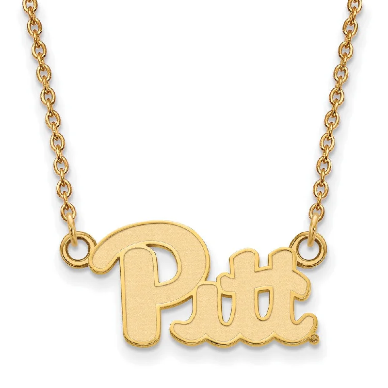 Simple Silver Necklace with Pendant-10k Yellow Gold U of Pittsburgh Small 'Pitt' Pendant Necklace