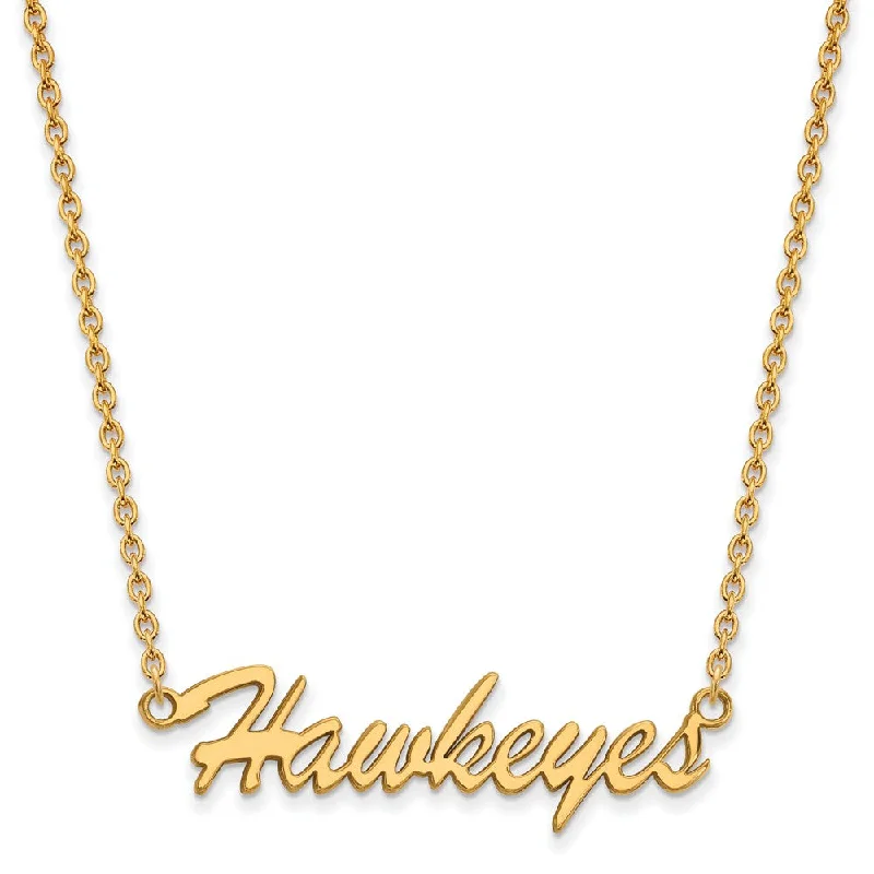 Bold Fashion Necklace for Evening Events-14k Gold Plated Silver U of Iowa Medium Script Pendant Necklace