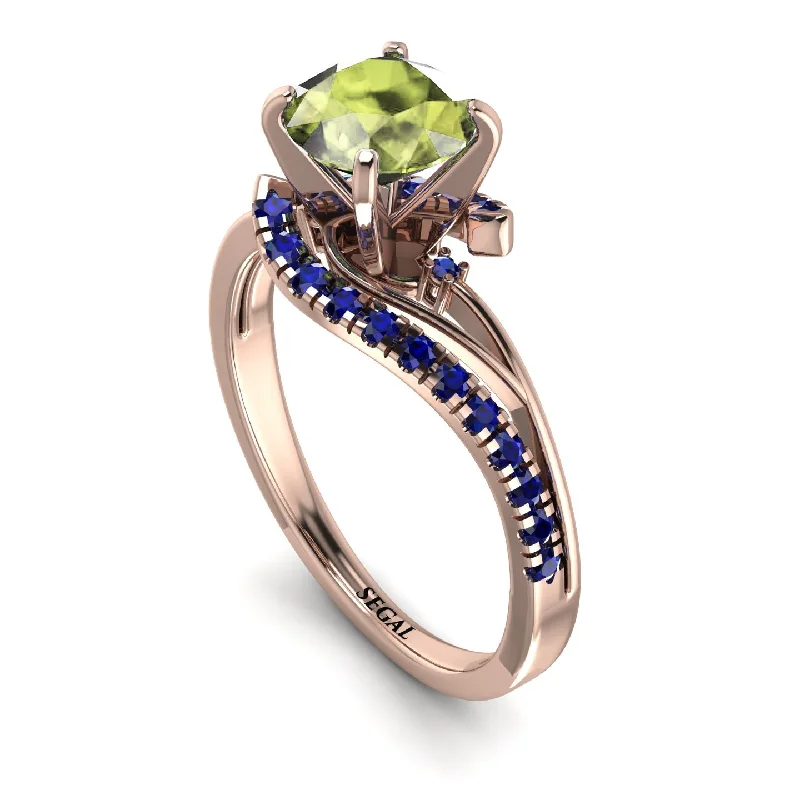 Silver Stackable Rings for Fashion-Twist Shank Peridot Engagement Ring - Maria No. 714